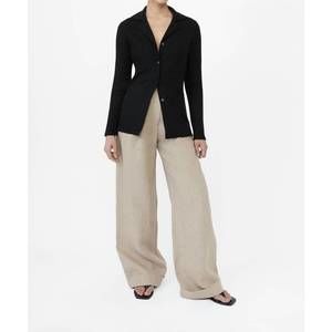 NEW DĀL THE LABEL rib knit collared cardigan in black